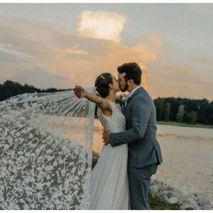 3D Floral Wedding Veil: Handmade Nylon Fingertip Veil Bridal Bride